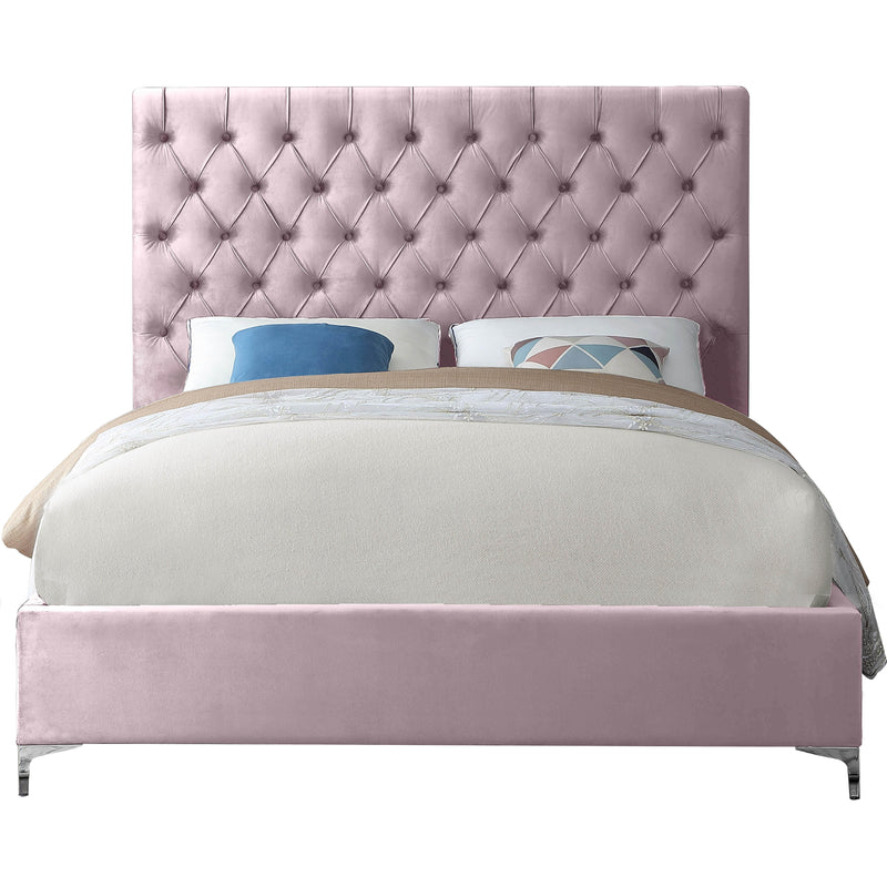 Meridian Cruz Pink Velvet King Bed IMAGE 3