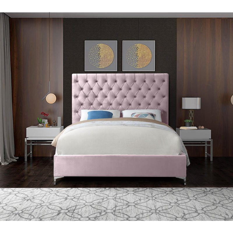 Meridian Cruz Pink Velvet King Bed IMAGE 7