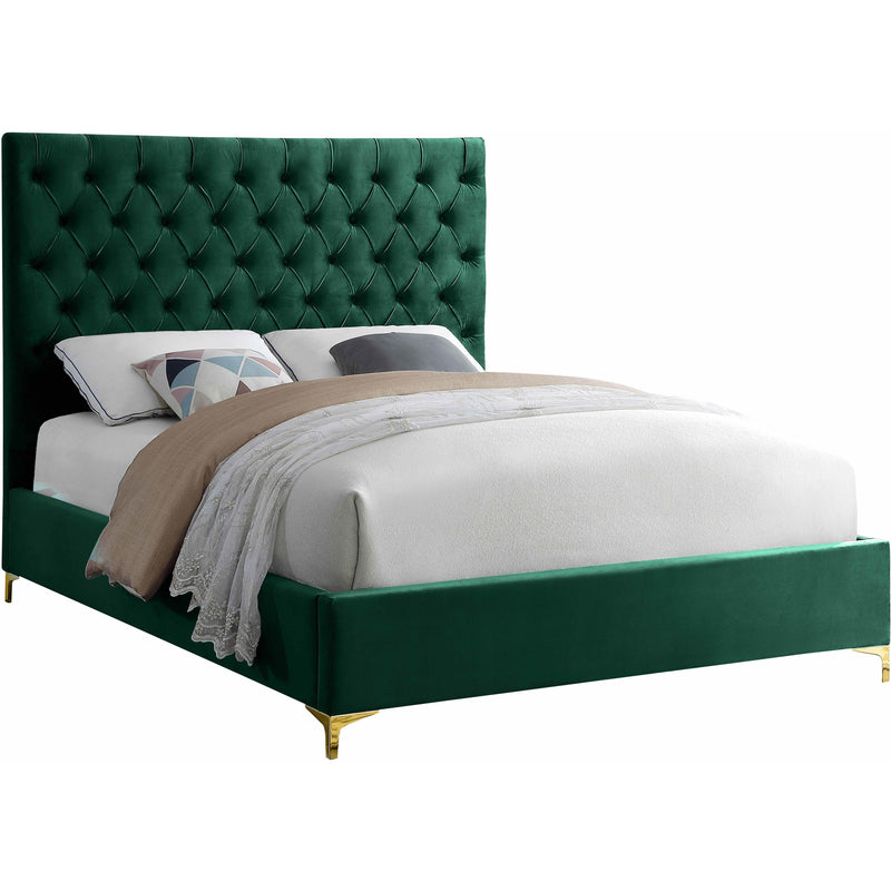 Meridian Cruz Green Velvet Queen Bed IMAGE 1