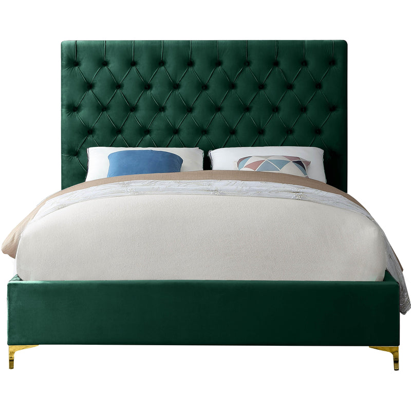 Meridian Cruz Green Velvet Queen Bed IMAGE 4