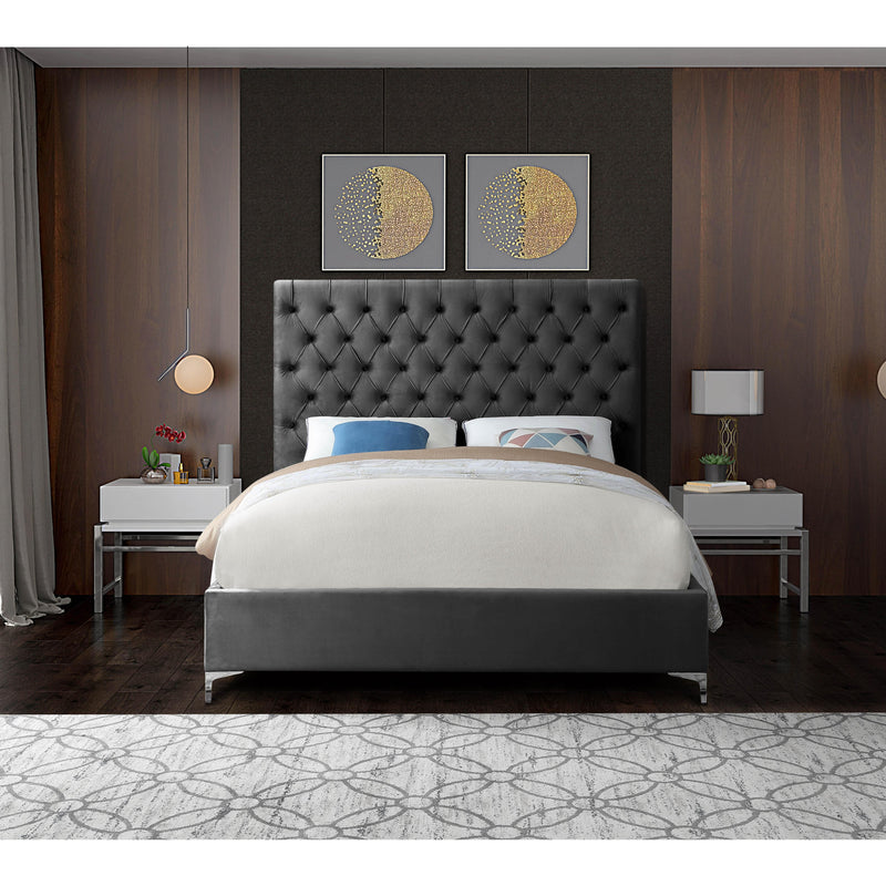 Meridian Cruz Grey Velvet Queen Bed IMAGE 7