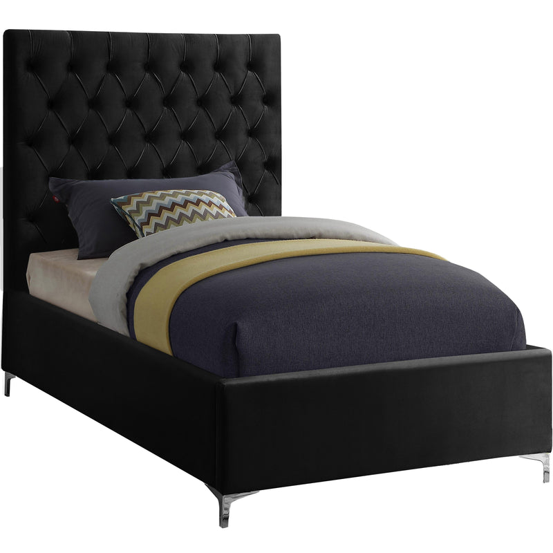 Meridian Cruz Black Velvet Twin Bed IMAGE 2