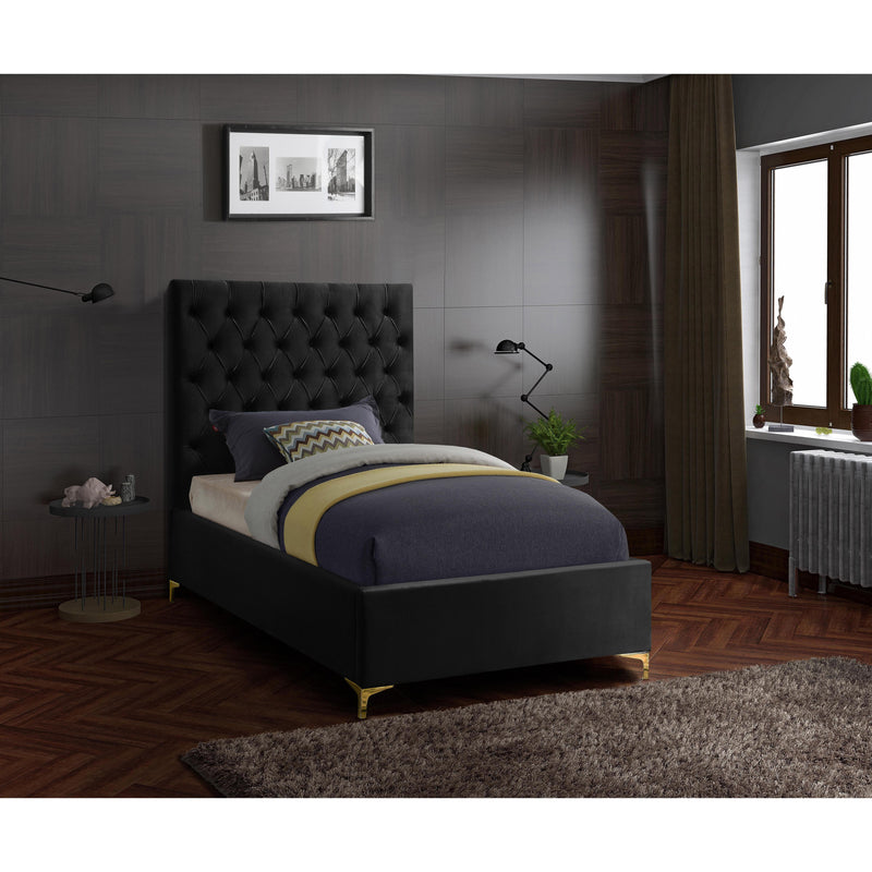 Meridian Cruz Black Velvet Twin Bed IMAGE 3