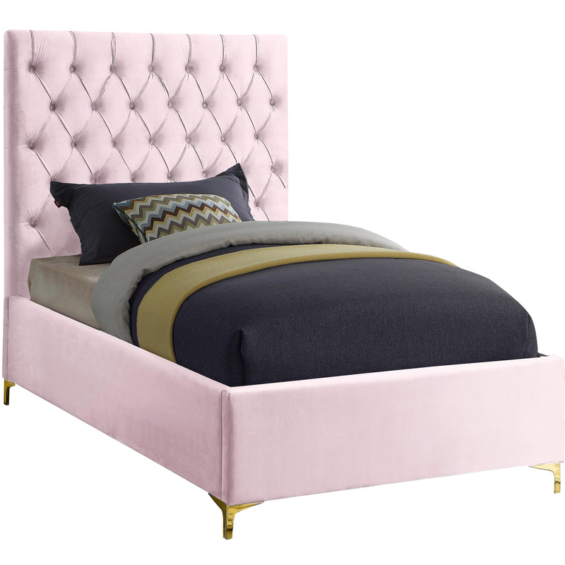 Meridian Cruz Pink Velvet Twin Bed IMAGE 1