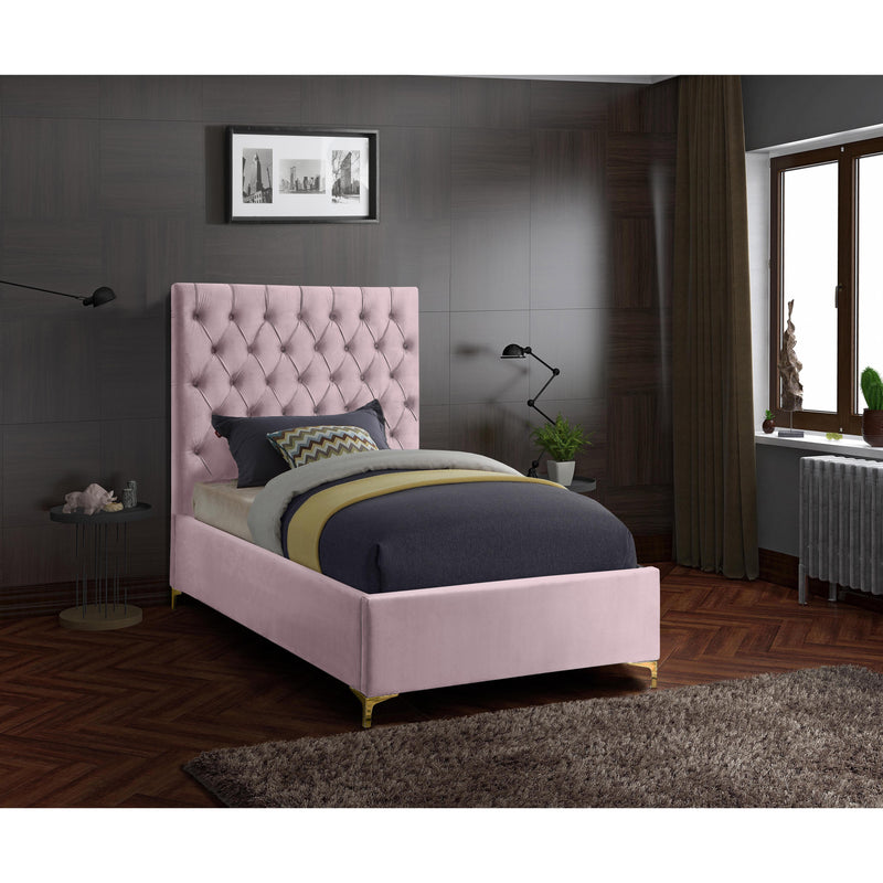 Meridian Cruz Pink Velvet Twin Bed IMAGE 3