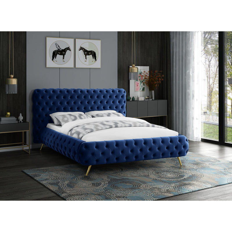 Meridian Delano Navy Velvet King Bed IMAGE 3