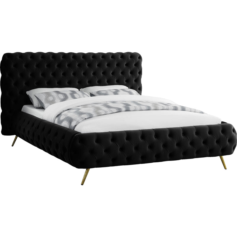 Meridian Delano Black Velvet Queen Bed IMAGE 1