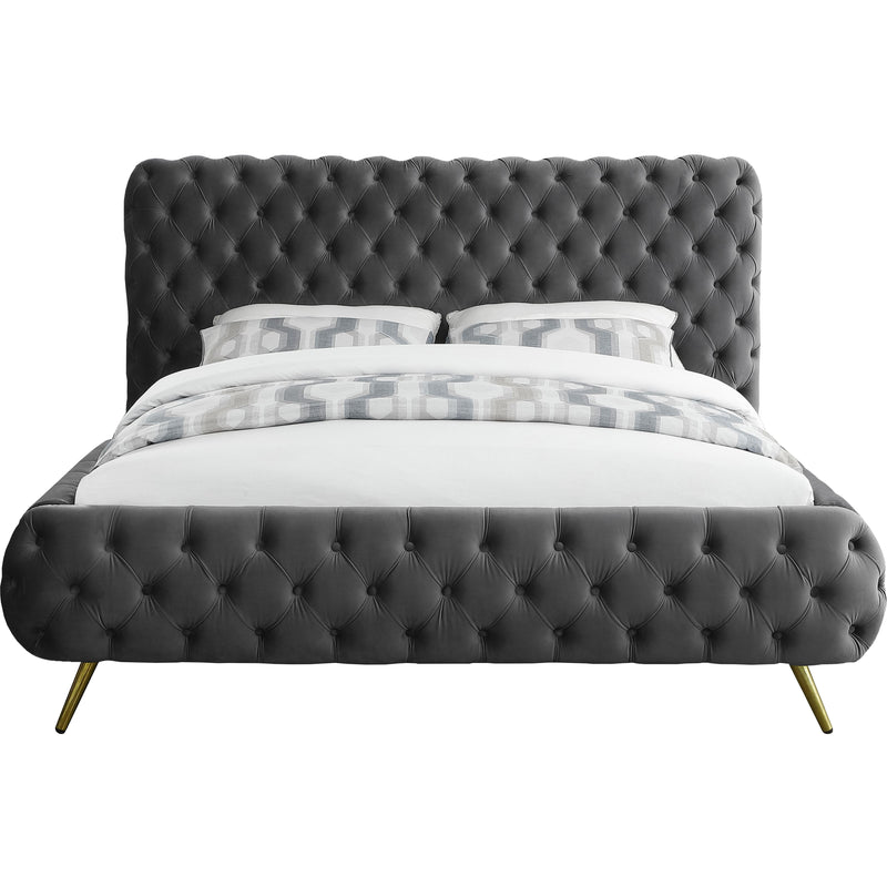 Meridian Delano Grey Velvet Queen Bed IMAGE 2