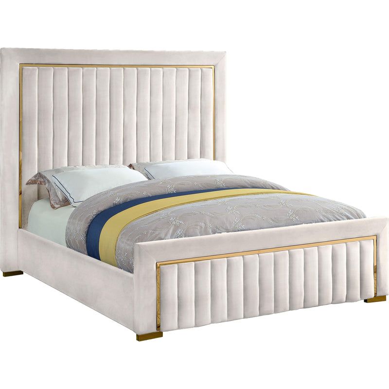 Meridian Dolce Cream Velvet King Bed (3 Boxes) IMAGE 1