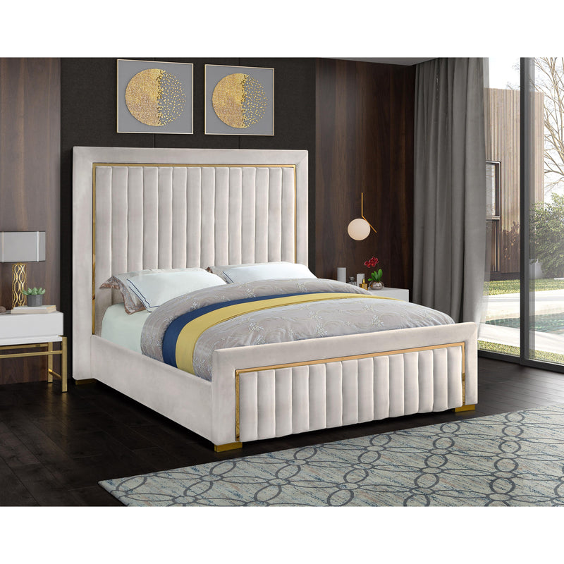 Meridian Dolce Cream Velvet King Bed (3 Boxes) IMAGE 3