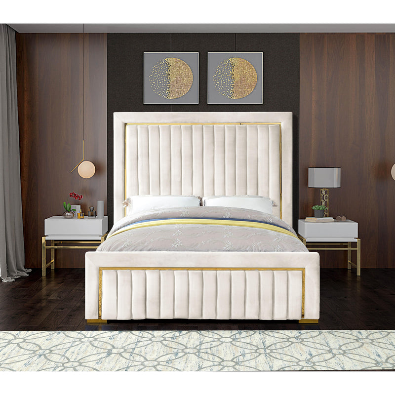 Meridian Dolce Cream Velvet Queen Bed (3 Boxes) IMAGE 4