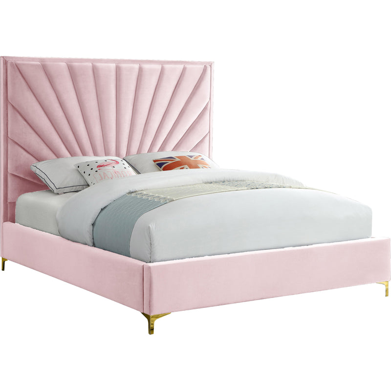 Meridian Eclipse Pink Velvet Full Bed IMAGE 1