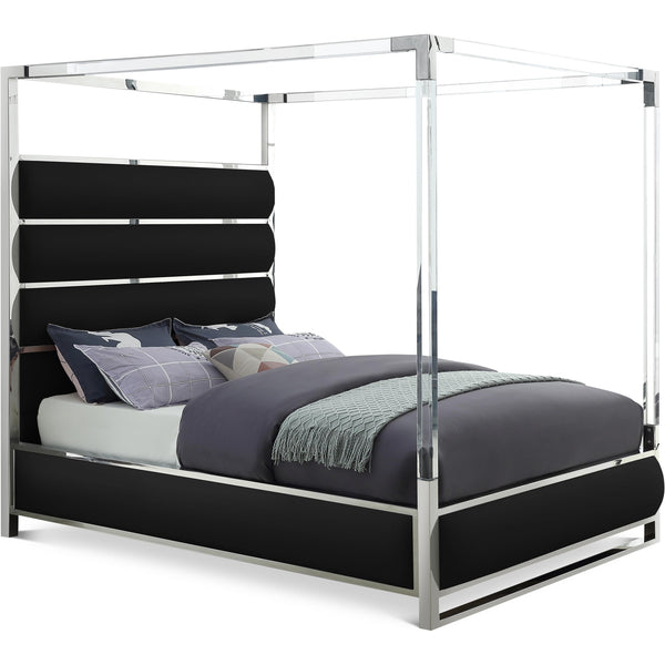 Meridian Encore Black Vegan Leather King Bed (4 Boxes) IMAGE 1