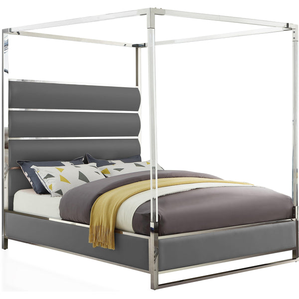 Meridian Encore Grey Vegan Leather King Bed (4 Boxes) IMAGE 1