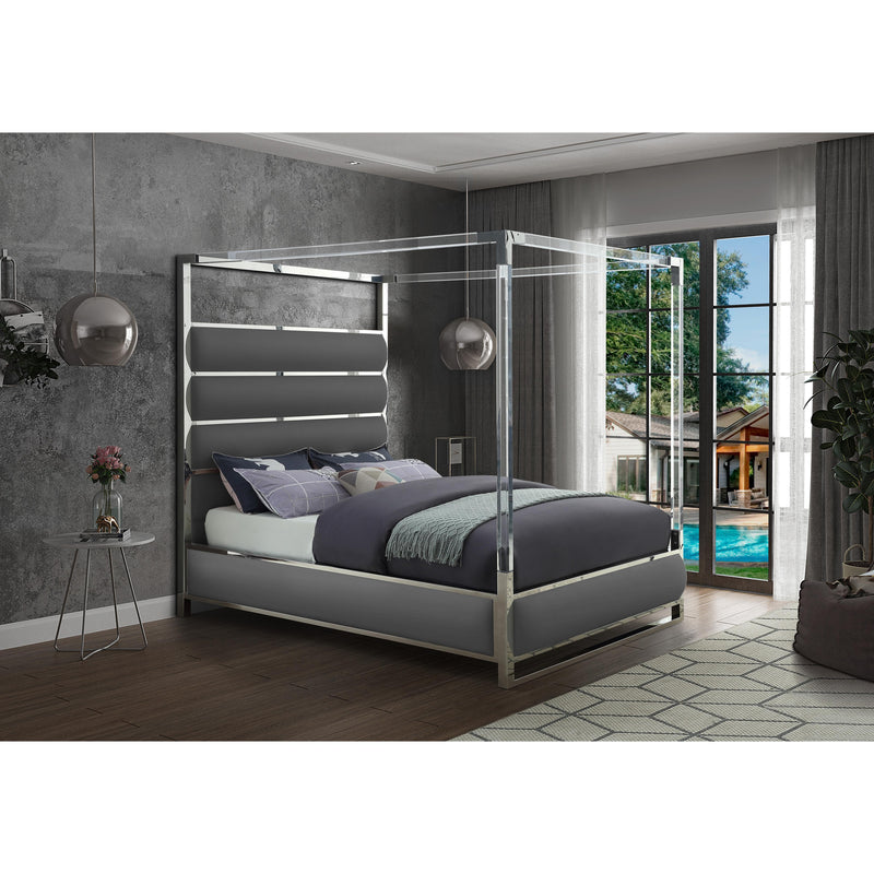 Meridian Encore Grey Vegan Leather Queen Bed (4 Boxes) IMAGE 3