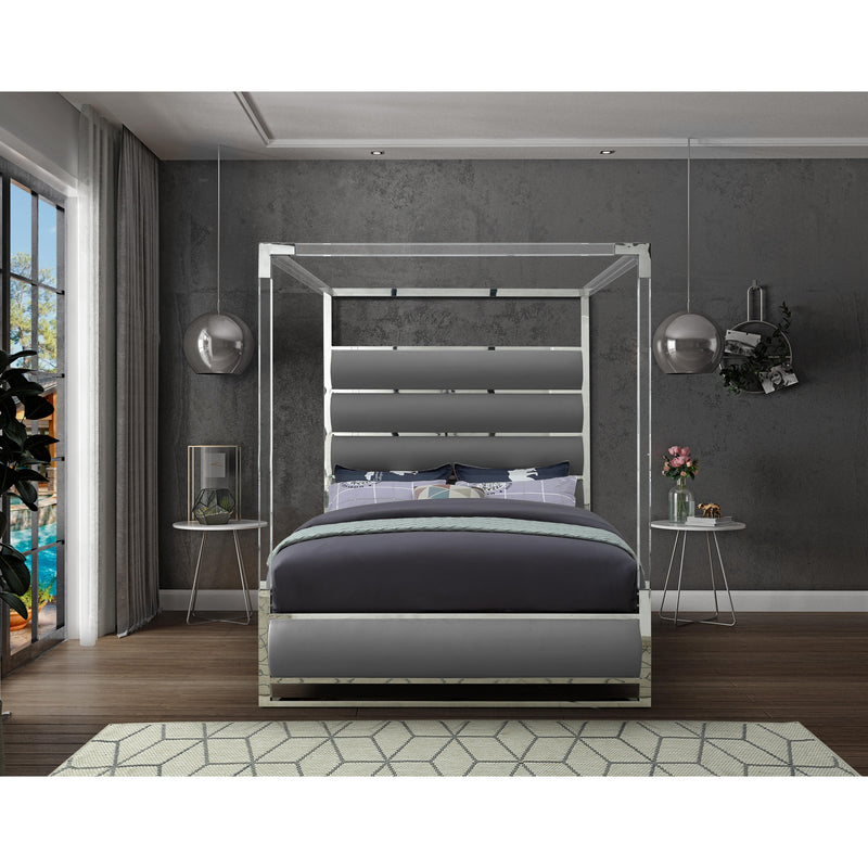 Meridian Encore Grey Vegan Leather Queen Bed (4 Boxes) IMAGE 4