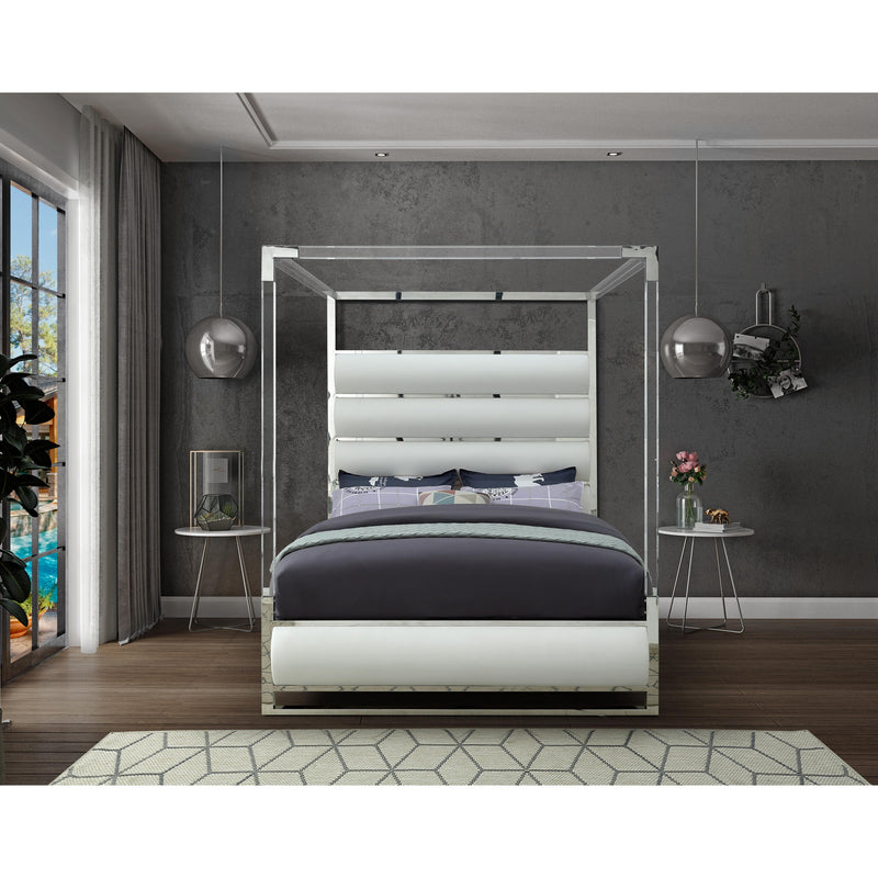 Meridian Encore White Vegan Leather Queen Bed (4 Boxes) IMAGE 4