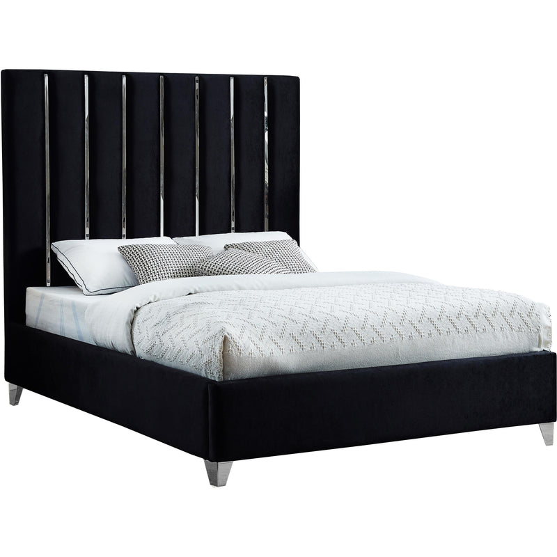 Meridian Enzo Black Velvet Full Bed IMAGE 1