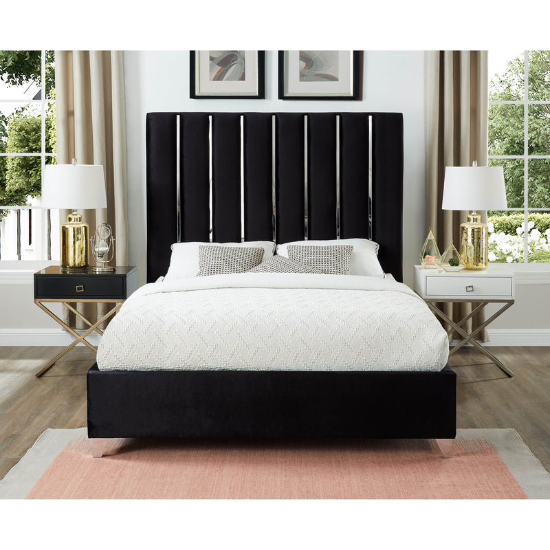 Meridian Enzo Black Velvet Full Bed IMAGE 4