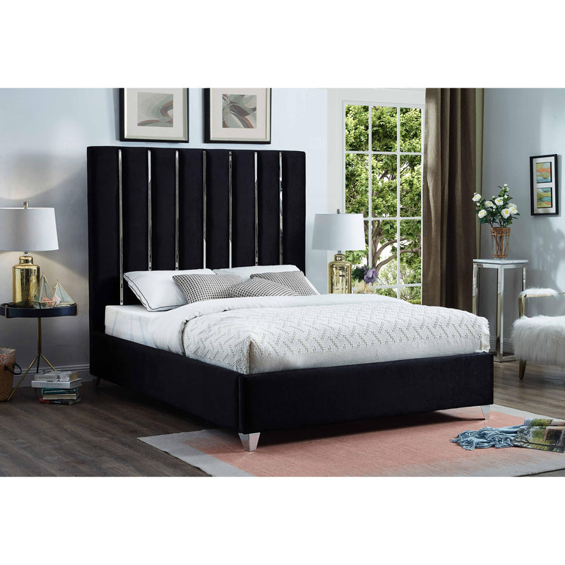 Meridian Enzo Black Velvet Full Bed IMAGE 5