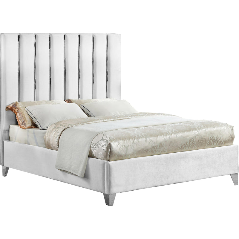 Meridian Enzo White Velvet Full Bed IMAGE 1