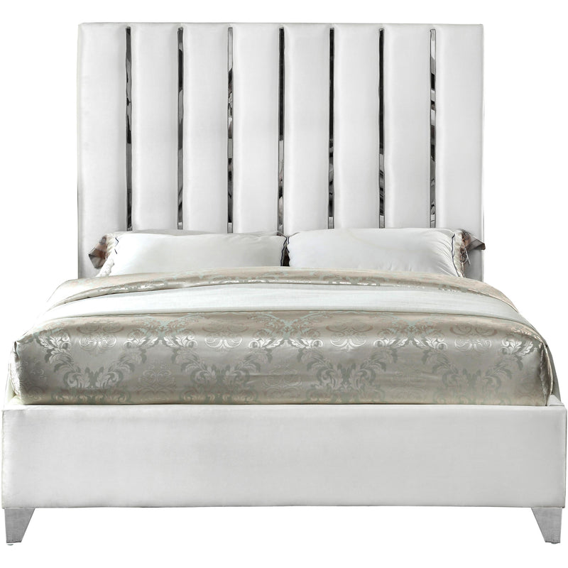 Meridian Enzo White Velvet Full Bed IMAGE 2