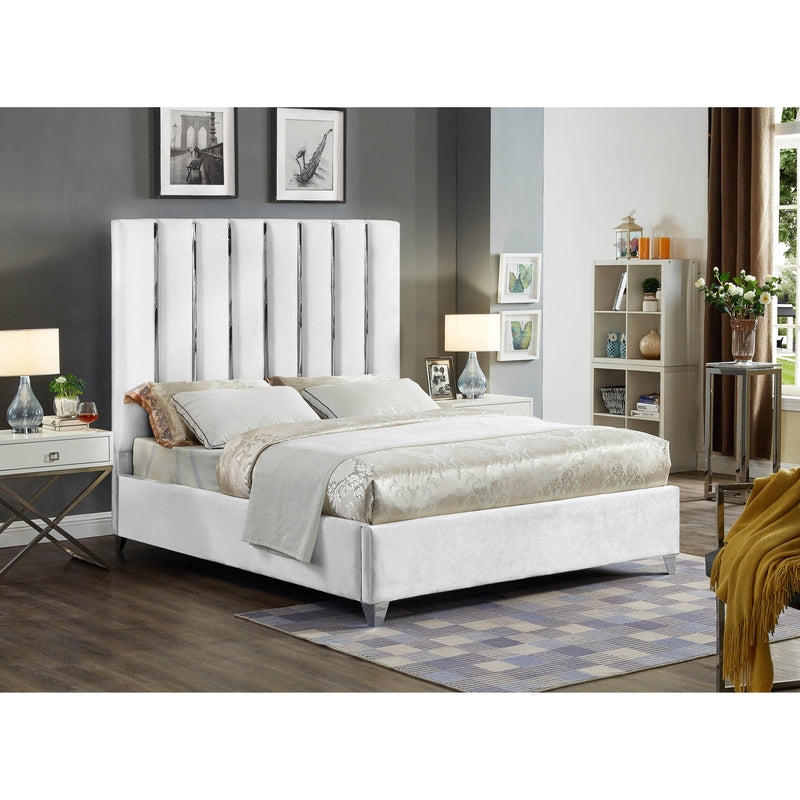 Meridian Enzo White Velvet Full Bed IMAGE 4