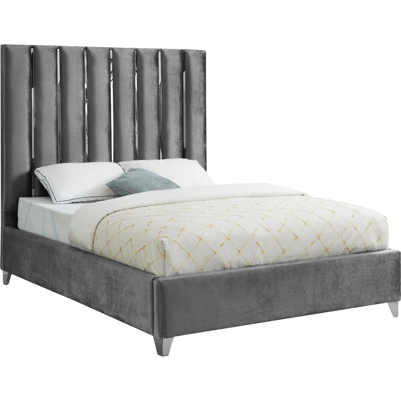 Meridian Enzo Grey Velvet King Bed IMAGE 1