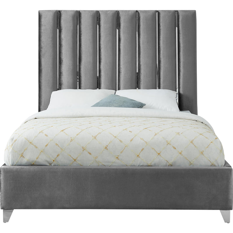 Meridian Enzo Grey Velvet King Bed IMAGE 2