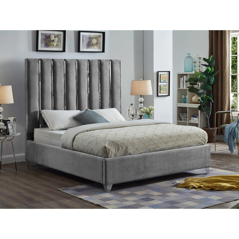 Meridian Enzo Grey Velvet King Bed IMAGE 4