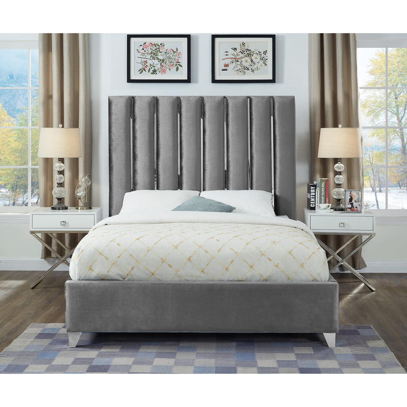 Meridian Enzo Grey Velvet King Bed IMAGE 5