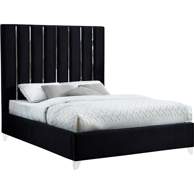 Meridian Enzo Black Velvet Queen Bed IMAGE 1