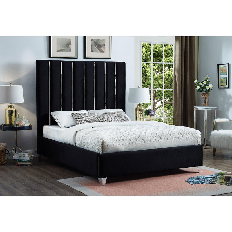 Meridian Enzo Black Velvet Queen Bed IMAGE 4