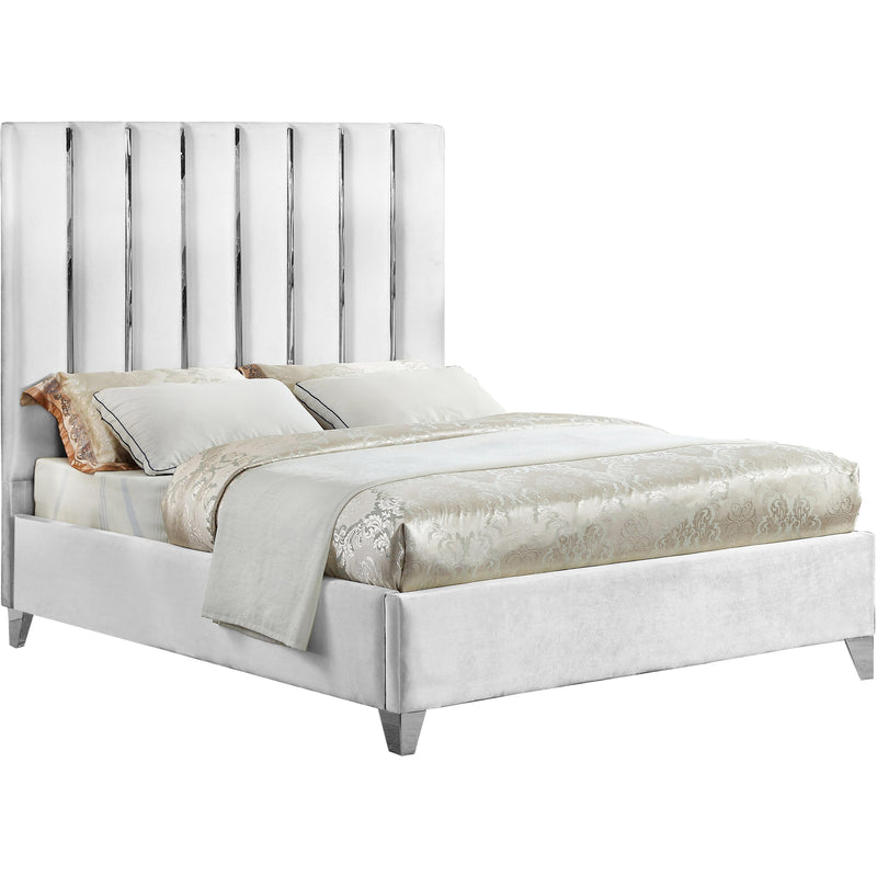 Meridian Enzo White Velvet Queen Bed IMAGE 1