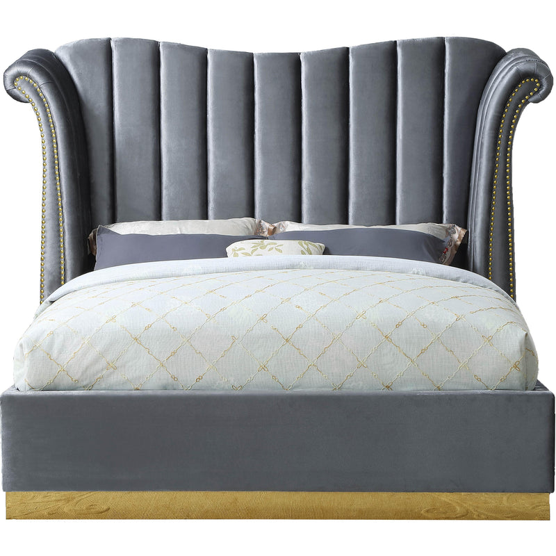 Meridian Flora Grey Velvet King Bed (3 Boxes) IMAGE 1