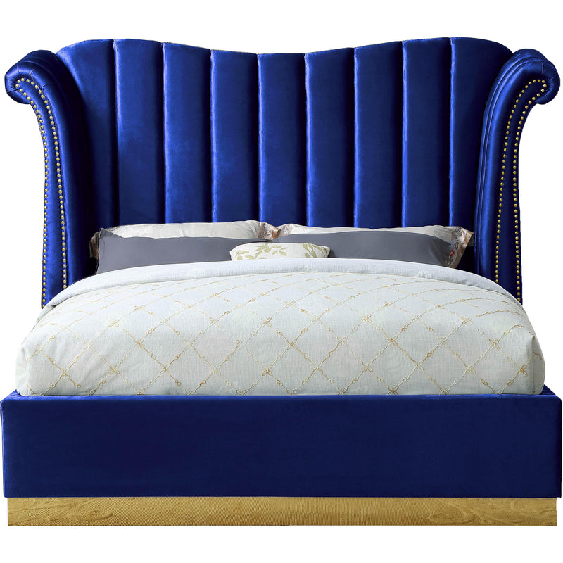 Meridian Flora Navy Velvet King Bed (3 Boxes) IMAGE 1