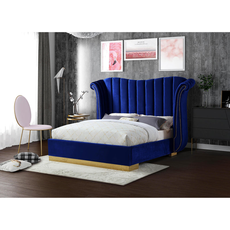 Meridian Flora Navy Velvet King Bed (3 Boxes) IMAGE 2