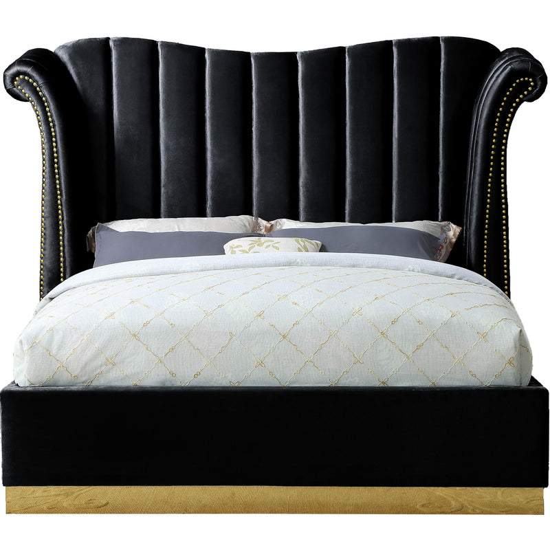 Meridian Flora Black Velvet Queen Bed (3 Boxes) IMAGE 1