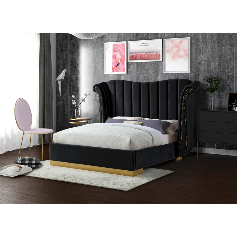 Meridian Flora Black Velvet Queen Bed (3 Boxes) IMAGE 2
