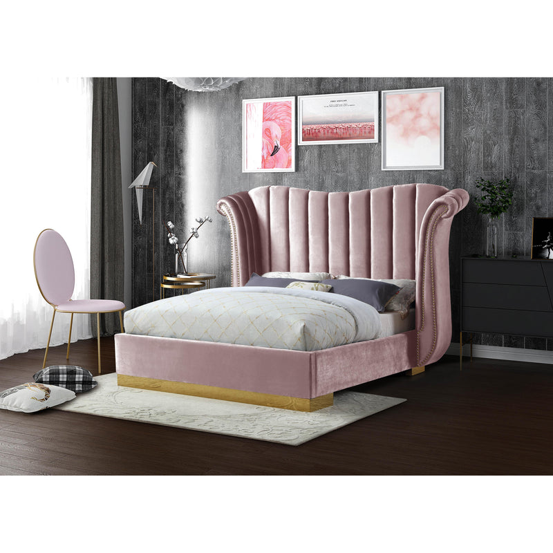 Meridian Flora Pink Velvet Queen Bed (3 Boxes) IMAGE 2