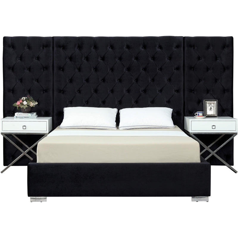 Meridian Grande Black Velvet Queen Bed (3 Boxes) IMAGE 1