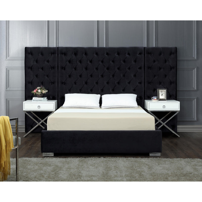 Meridian Grande Black Velvet Queen Bed (3 Boxes) IMAGE 2