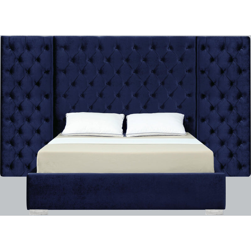 Meridian Grande Navy Velvet Queen Bed (3 Boxes) IMAGE 1