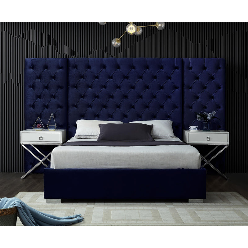 Meridian Grande Navy Velvet Queen Bed (3 Boxes) IMAGE 2