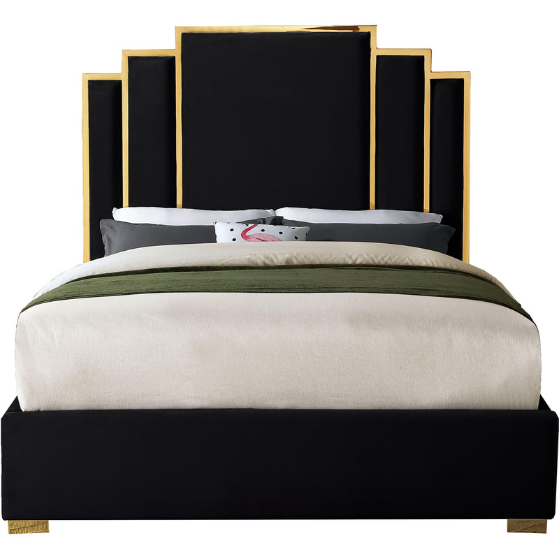 Meridian Hugo Black Velvet King Bed IMAGE 1