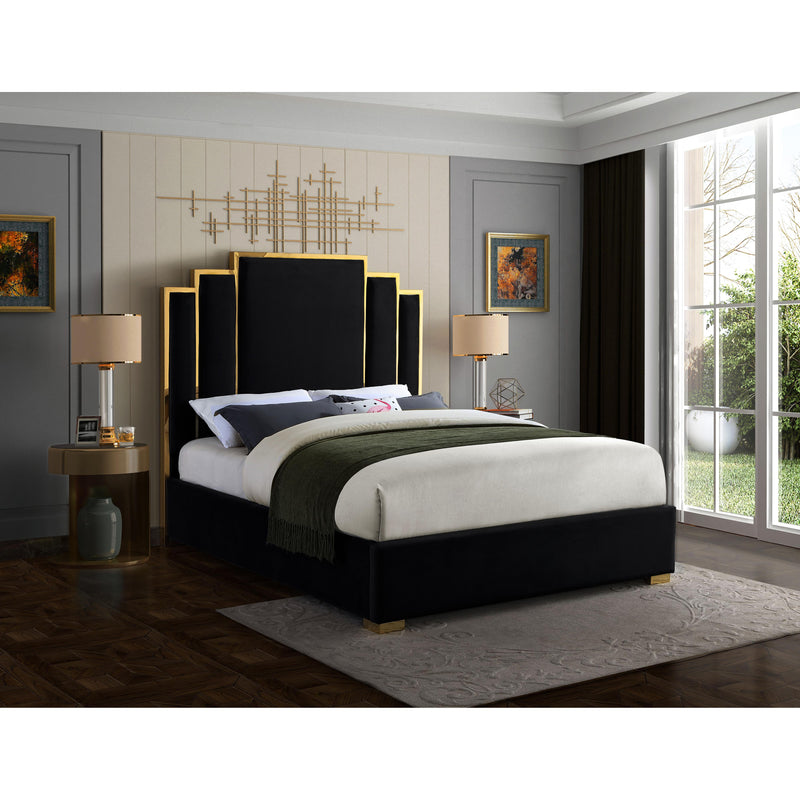 Meridian Hugo Black Velvet King Bed IMAGE 2