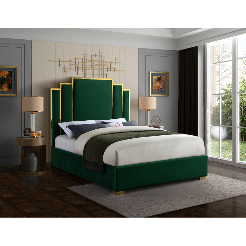 Meridian Hugo Green Velvet King Bed IMAGE 2