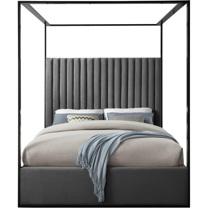 Meridian Jax Grey Velvet King Bed IMAGE 2