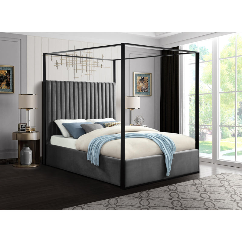 Meridian Jax Grey Velvet King Bed IMAGE 3