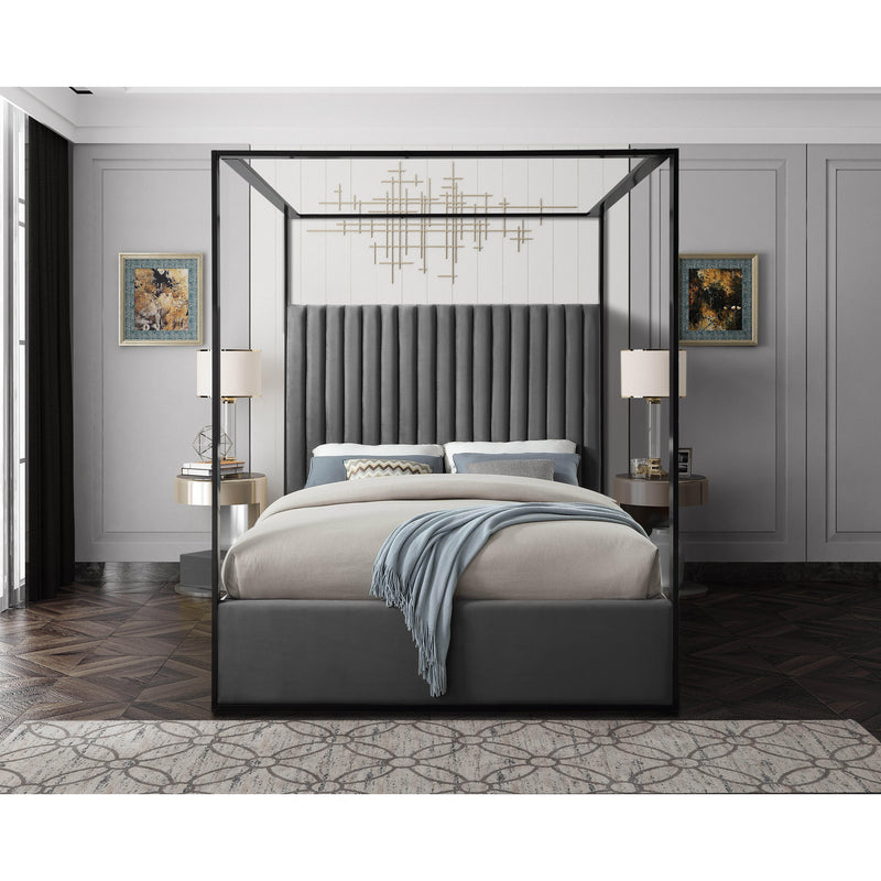 Meridian Jax Grey Velvet King Bed IMAGE 4